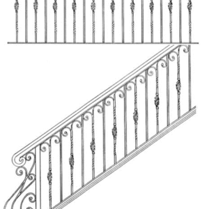 Iron Stair Handrails Model 012B